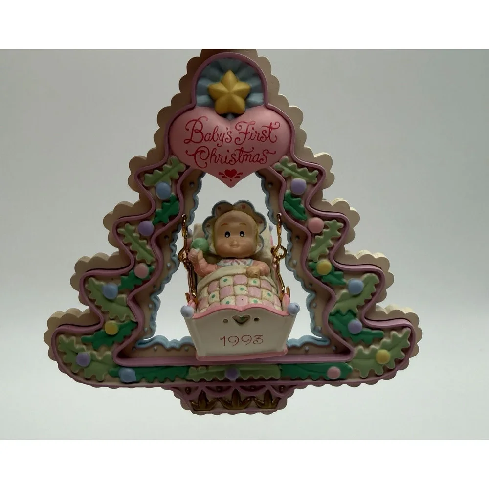 Vintage 1993 Baby Girl's First Christmas Ornament Rock-A-Bye M. Gilmore Designs